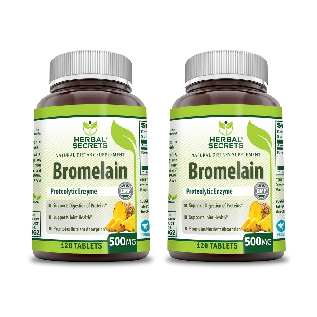 Herbal Secrets Bromelain 500 Mg 120 Tablets Supplement Equipment 124; Pakiet 2 Equipment 124; Non-GMO Equipment 124; Gluten Free Equipment 124; Made in USA