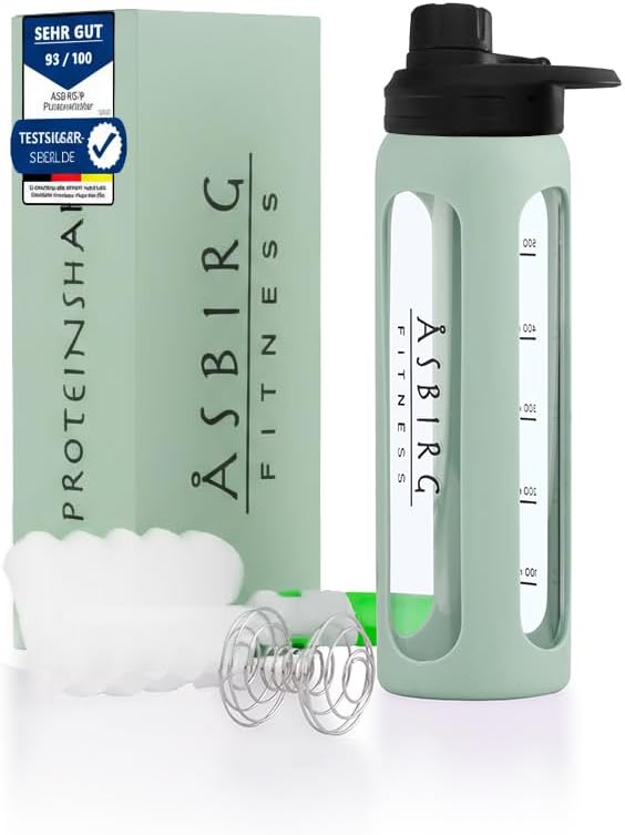 2.0 Fitness Xion124; Protein Shaker Made of Glass Xion124; Protein Shaker Xion124; Drinking Bottle Xion124; with Spiral Ball Xion124; 24 oz (Pastel Green)