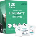 Lensmate 120 Count Lens Wipes for Eyeglasses, Pre-Moistened & Individually Wrapped Eyeglass Wipes, Lens Cleaning Wipes for Eyeglasses, Sunglasses, Goggles and Camera Lens