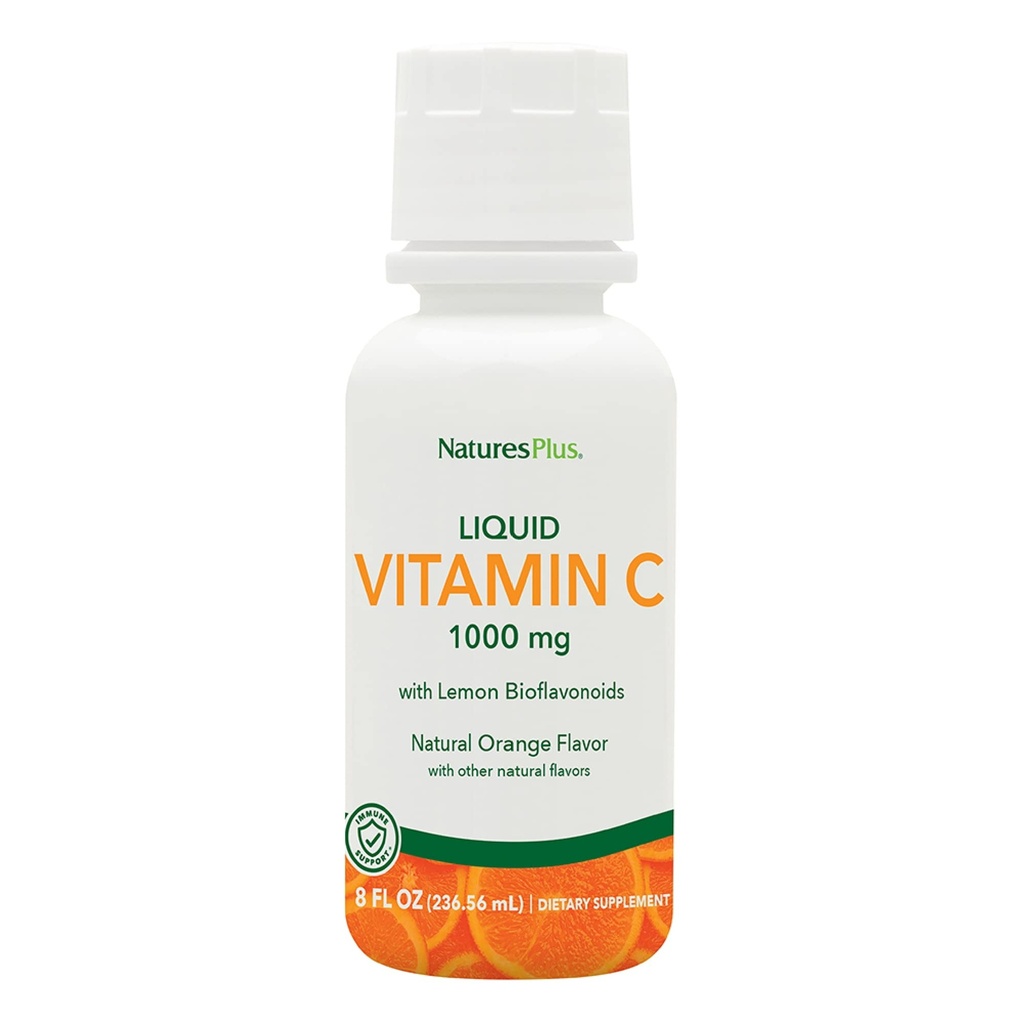 NaturesPlus Liquid Witamina C - 1000 mg, 8 fl oz - z Lemon Bioflavonoids - wegetarianin, Gluten Free - 8 Służenia