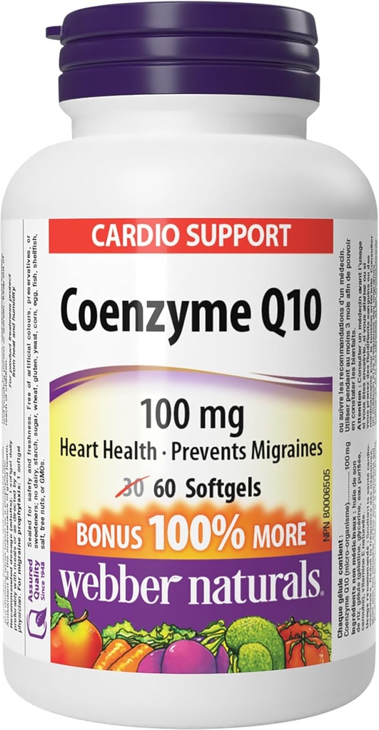 Webber Naturals Koenzym Q10 100 mg, 60 softgeli