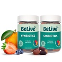BeLive Synbiotics - Probiotyczne i prebiotyczne gumki włókniste - Wysoka wytrzymałość Inulina (3g), Suplement Fiber dietetycznych, Pomocnictwo dla dzieci i dorosłych - Truskawka, Lemon, Blueberry Flavor