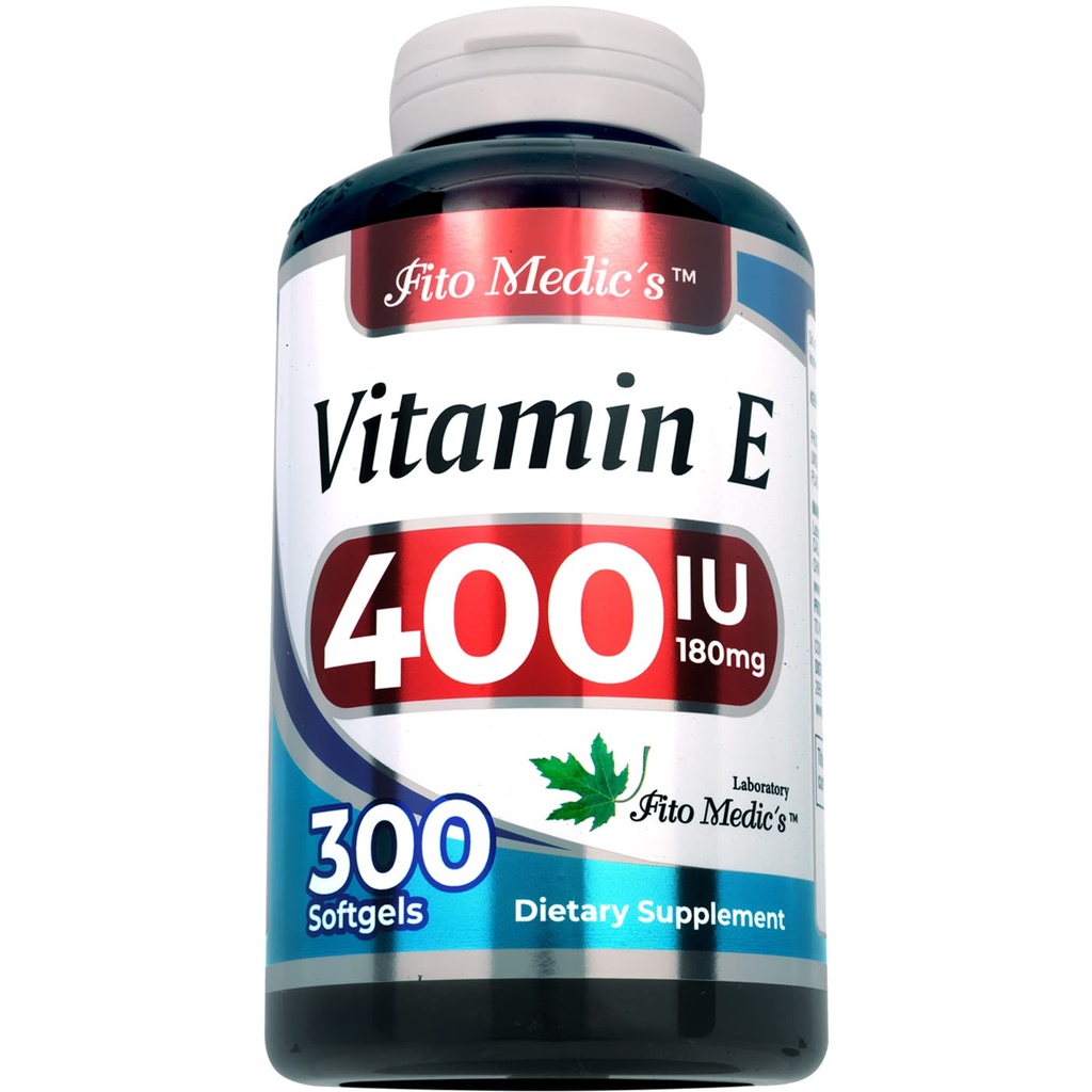 FITO MEDIC 's Lab - Witamina e - 400 IU, 300 Softgels of - Pure- Witamina e Oil - for Antioksydant Support - Witamina e Kapsułki - Ultra wysokie Absorpcja - Bacilina e.