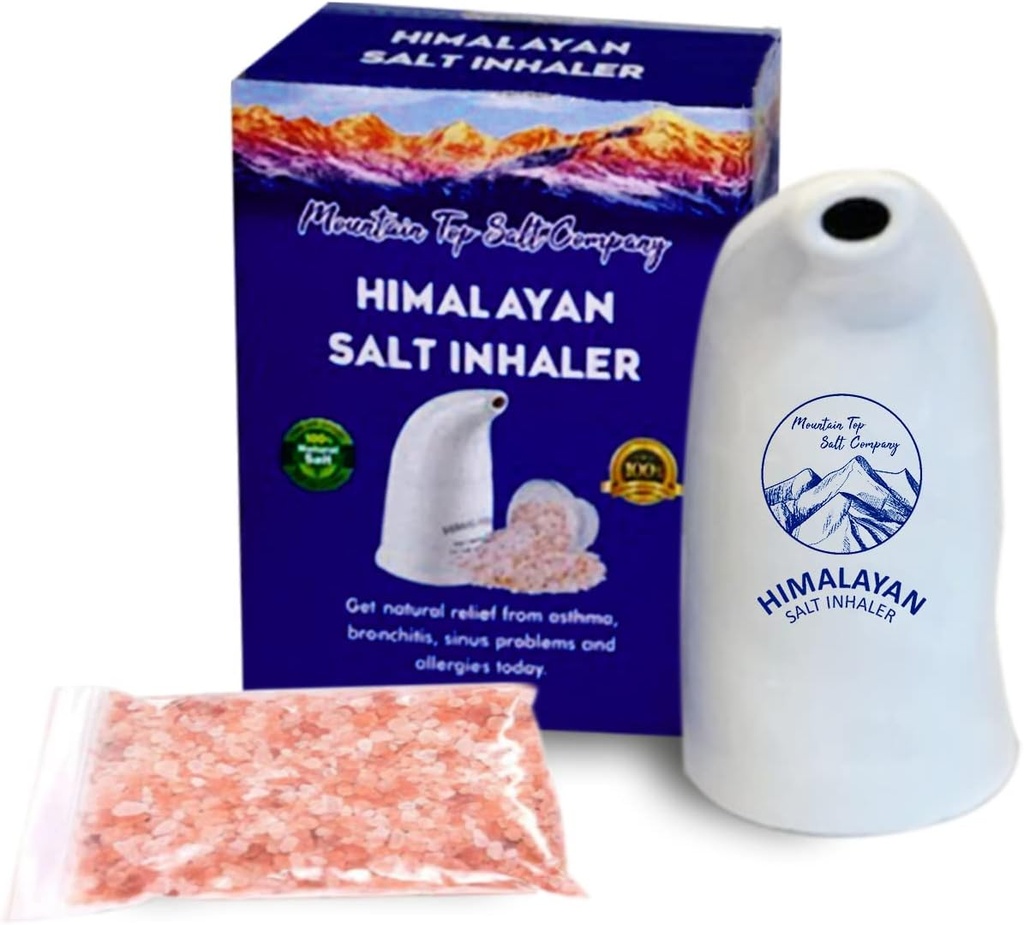 Ceramiczny himalajski sól Inhaler z himalajskim różowym kryształowym solą - świetny dla alergii, astmy i innych chorób układu oddechowego - Ręczny i przenośny