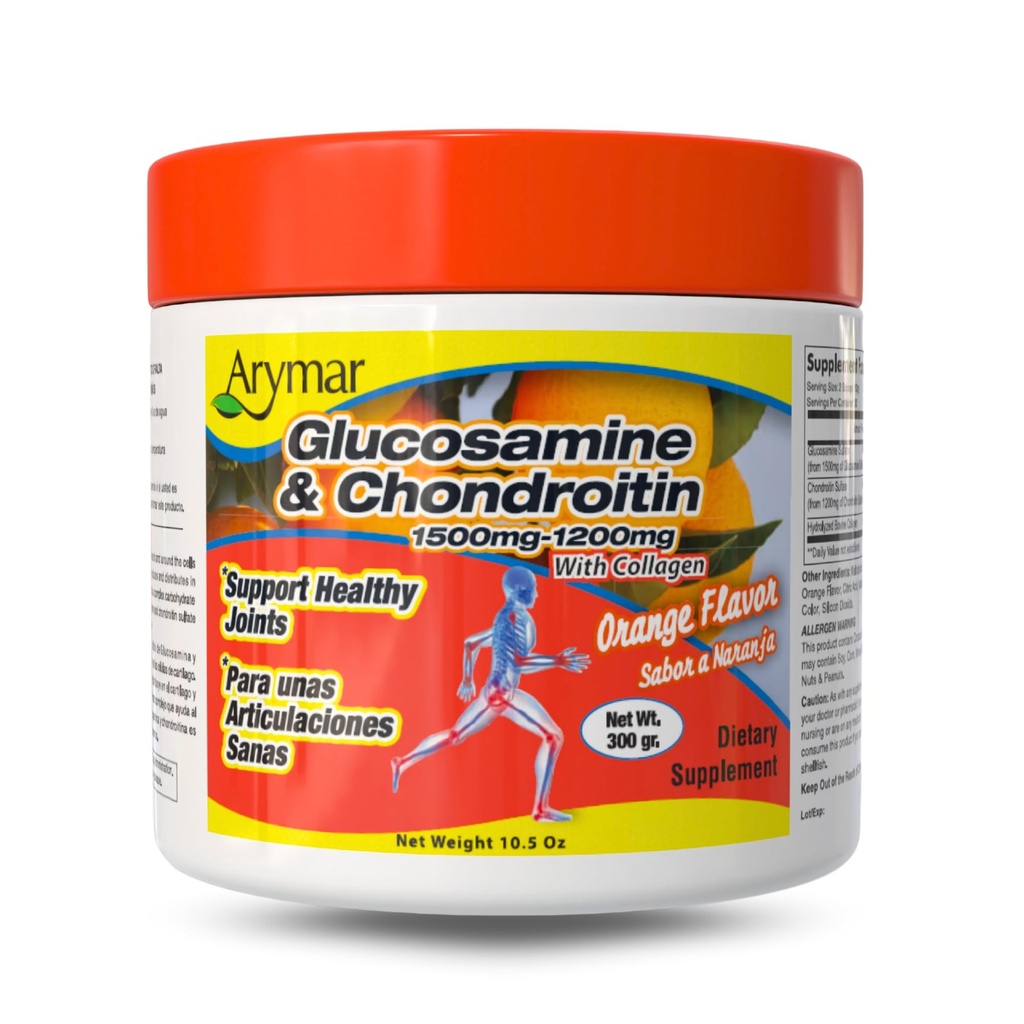 Arymar Glukozamina 1500 mg + Chondroitin 1200 mg z Collagen - Orange- Arored Joint Health Proszek, 300 g
