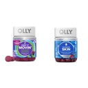 OLLY Zaparcia Relief Gummies z rabarbar, Prunes, Amla Plum Berry Flavor 30ct i Gloving Skin Gummy z kwasem hialuronic, Kolagen, Buckthorn Sea 25 Day Supply Plump Berry 50 Count