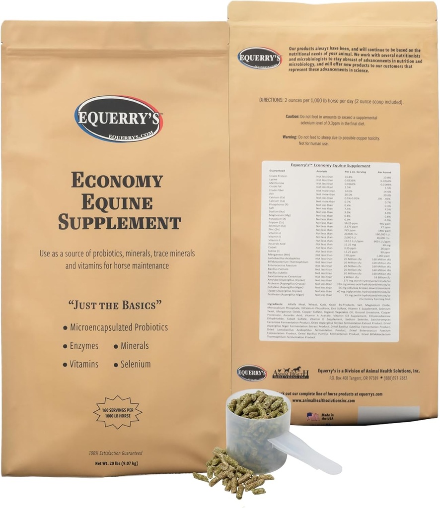 Equerry 's Economy Equine Supplement - Horse Probiotics Xi124; Supplement for Horses Xi124; Horse Vitamin and Minerals Supplement with Enzymes and Selenium, 20lb