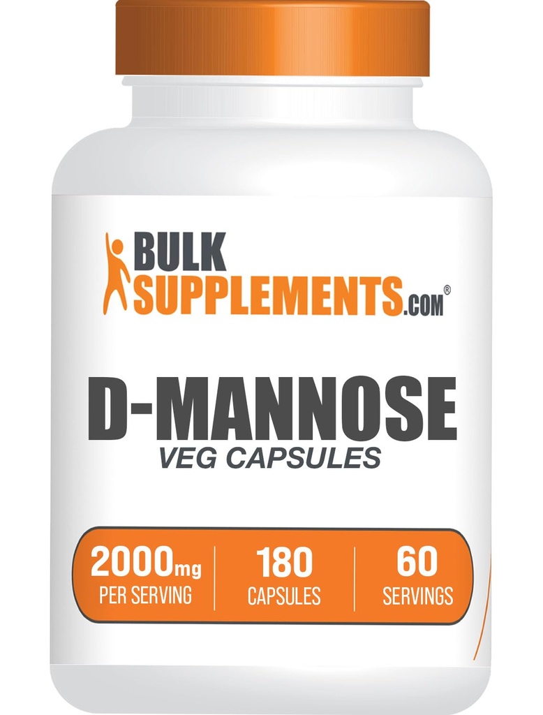 BulkSupplements.com Kapsułki D- Mannose - Suplement D- Mannose, do wsparcia trakcji moczowej - Vegan & Gluten Free, 3 Kapsułki na serwowanie (2000mg), 180 Count (Pack of 1)