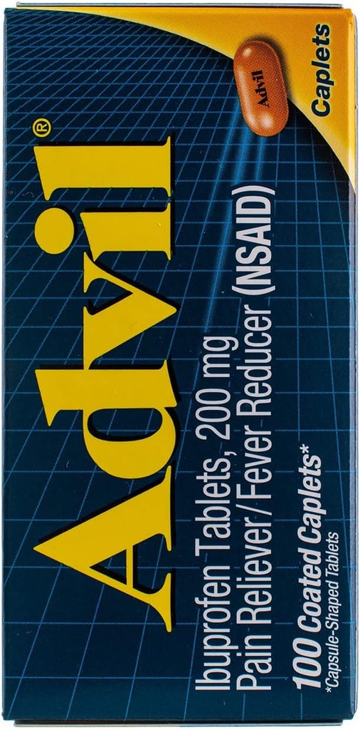 Advil Pain Reliever/Fever Reducer 200mg Caplets - 100 Ct, Pack of 3