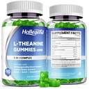 L-Theanine Gummies, l 'theanine 400mg z Ashwagandha, GABA, 5HTP, L-Theanine Chewable Supplement for Relax, Zzz & Focus Support, Wegan, Lemon Flavor, 120 Liczby