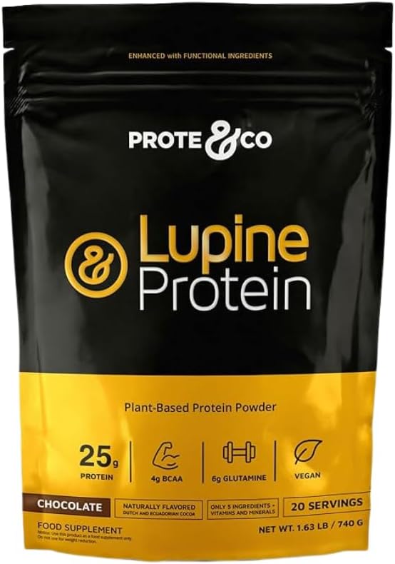 Prote&Co Lupin Protein - 24g of Vegan Plant Based Protein Powder. Non GMO, No Added Sugar, Lactose Free, Gluten Free, Soy Free. 20 Servings - Chocolate