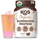 KOS Wegański proszek białkowy Erythritol Free, Czekolada - Organiczny mieszanka białka grochu, Superfood na bazie roślin bogaty w witaminy i minerały - Keto, Wolny od mleka - Meal Replacement for Women & Men, 28 Służenie