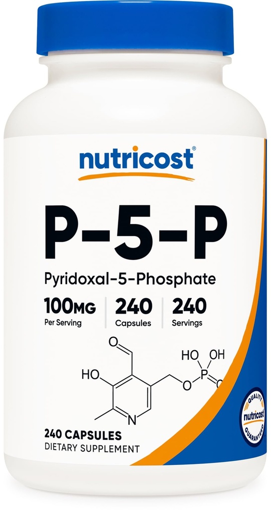 Nutricost P5P witamina B6 Suplement 100mg, 240 Kapsułki (Pyridoxal- 5- Fosforan) - Wegetariański Przyjazny, Nie-GMO, Gluten wolny