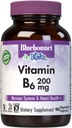 Bluebonnet Nutrition Witamina B6 Kapsułki roślinne, 200 mg, Dla zdrowia układu sercowo- naczyniowego i nerwowego, Soy Free, Gluten Free, Kosher, Dairy Free, Wegan, Non-GMO, 90 Kapsułki roślinne, 90 Służenie