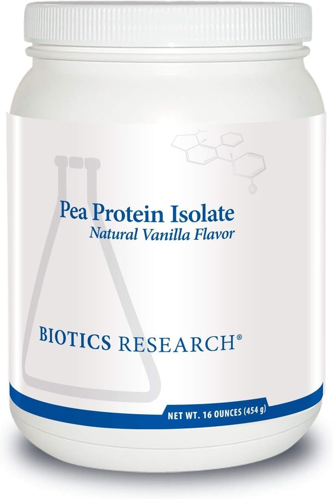 Biotics Research Pea Protein Isolate Natural Vanilla Flavored, Mieszanki łatwo z wodą lub sokiem, Premium Pea Protein, 21 gram czystego białka na serwowanie 16 uncji
