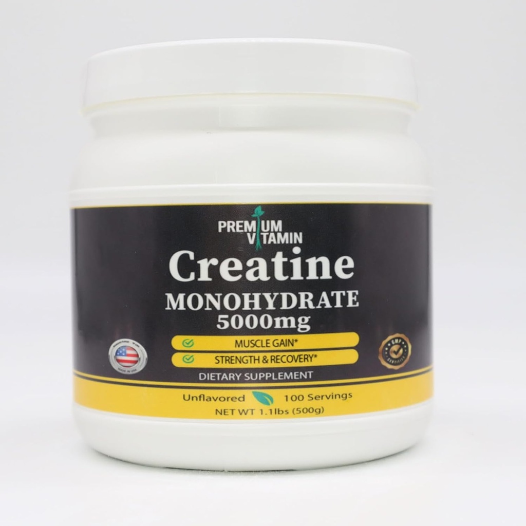Monowodzian kreatryny proszek - Mięśnie Zysk & Odzysk - Pure Unflavored Creatine proszek - 5g na miarkę - 5000mg na serwowanie - Suplement do kreatury dla mężczyzn i kobiet - 500 gramów