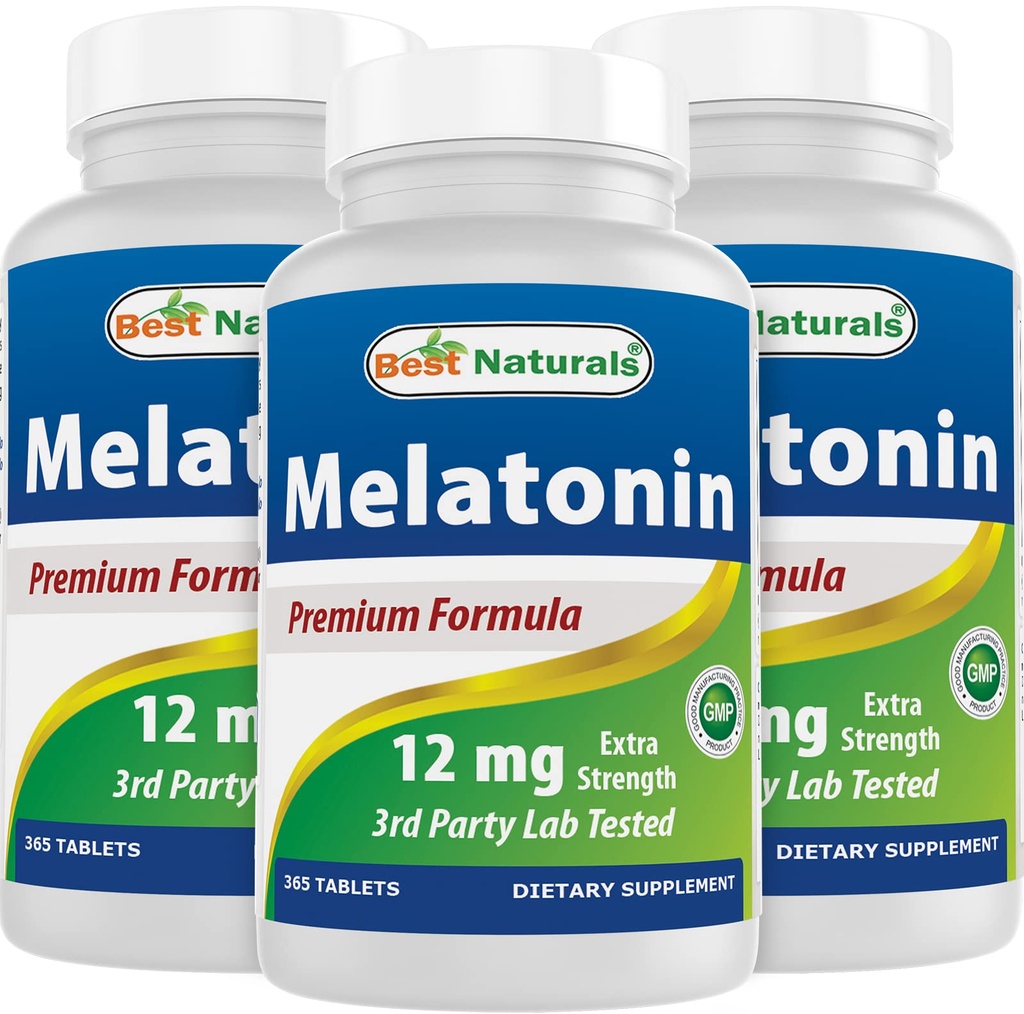 Najlepsza przyroda Melatonina 12 mg (1 rok dostaw) - Beznarkotykowa pomoc na sen - Melatonina na sen i relaks, 365 Hrabia (365 Hrabia (Pack of 3))