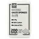 Medline 4 x 4 Gąbki z gazociągu Inch, Non-Steryle 8- Ply THAT Gauze, 100% Bawełna, Idealny do opatrunku rany, Pielęgnacja rany, ogólne zastosowanie pierwszej pomocy, Opakowanie 200
