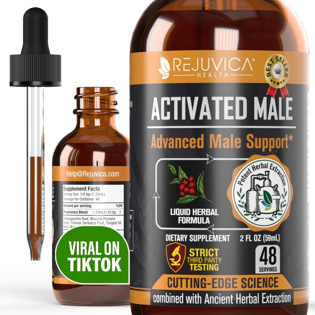 Rejuvica Health Activated Mężczyzna - Advanced Mężczyzna Libido Support Tincture - Zwiększona dostawa cieczy dla lepszej absorpcji - Ashwagandha, Mucuna, Tongkat Ali, Tribulus & More!