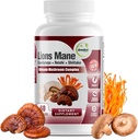 GreeNatr Complete Mushroom Supplement -10 in 1 Complex with Lions Mane, Cordyceps, Shiitake, Chaga, Turcja Ogon dla wsparcia immunologicznego, Pamięć, Focus & Natural Energy Booster - 60 Kapsułki (1 butelka)