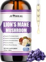 Lions Mane Liquid - Wsparcie mózgu, Energia, Pamięć i Focus - Sugar & Alcohol-Free Lions Mane Supplement - 4 Fl OZ, 4 Miesiąc dostaw, Flavor winogronowy