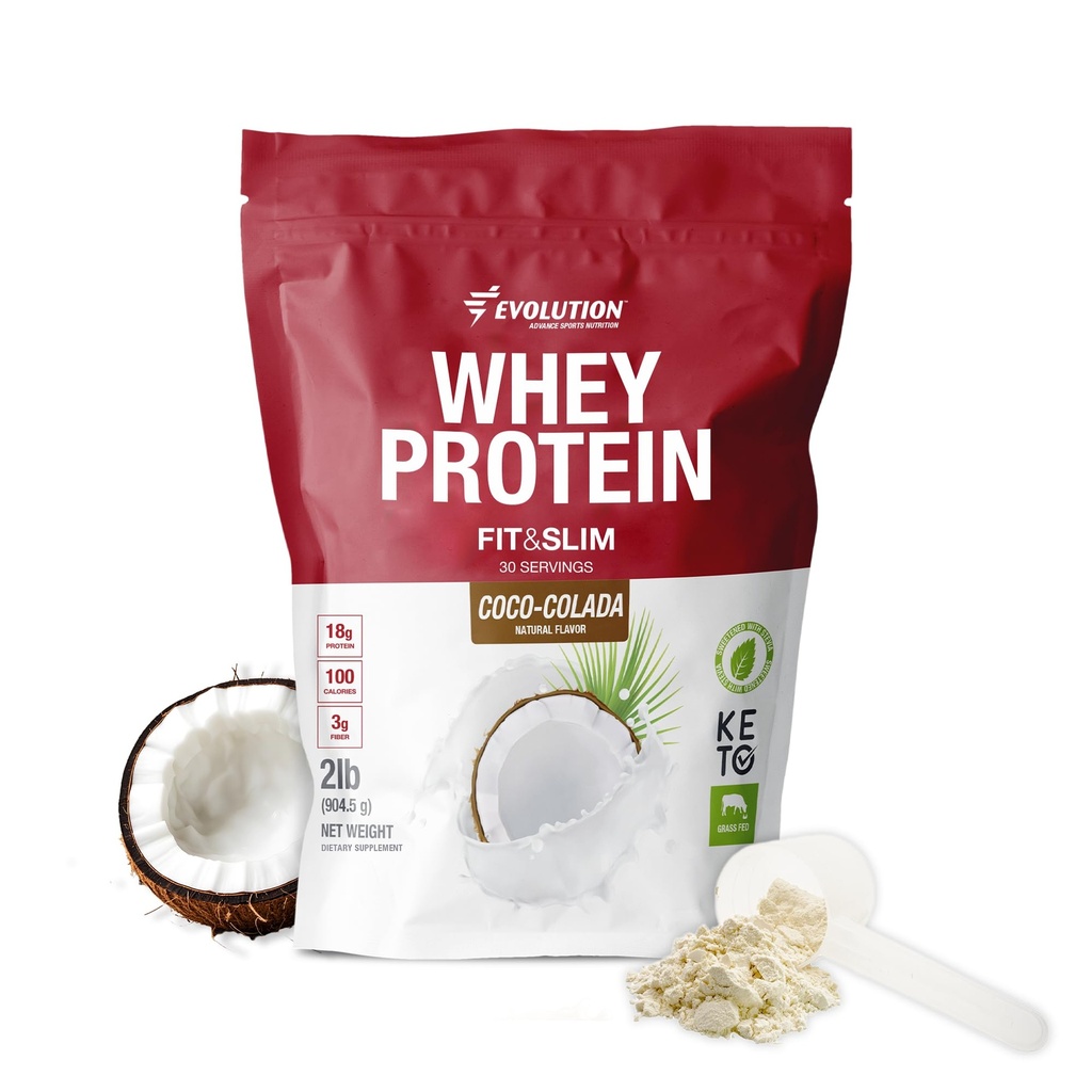 Evolution Advance Nutrition Fit & Slim Blend - Grass- Fed białka serwatki proszek do łatwej trawienia, Keto- Zatwierdzony, Non-GMO, Stewia Sweetened, Natural Flavor - 2 funty (Coco- Colada)