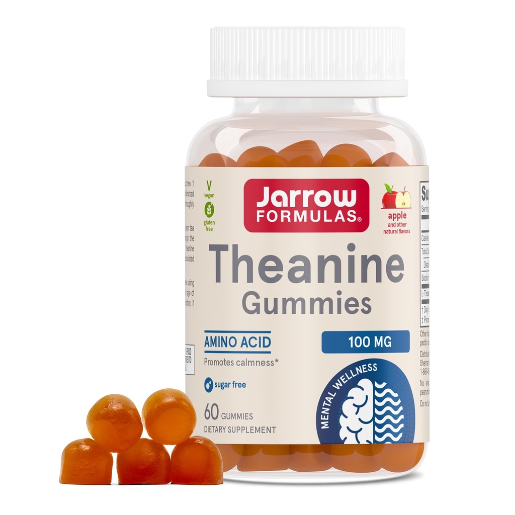 Jarrow Figuas ® Theanine 100 mg Gummies, Suplement diety, który promuje uspokojenie, 60 Gummies aromatyczne, 60 Day Supply