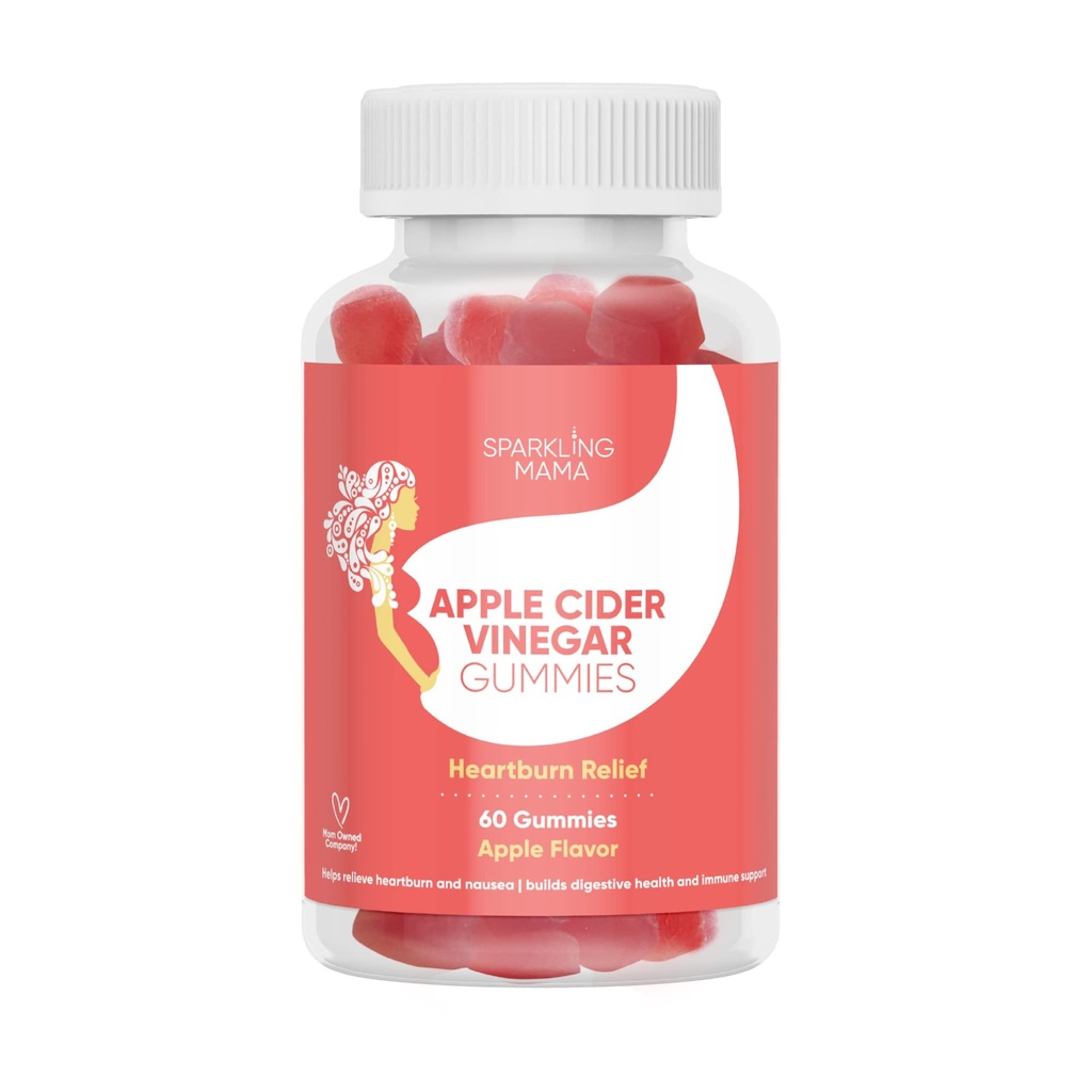 Musujące Mama Jabłko Cydr Gummie Vinegar 124; Jabłko Flavor, (Heartburn Relief + poranna choroba, Kurcze mięśni), 60 Gummies (2- Pack)