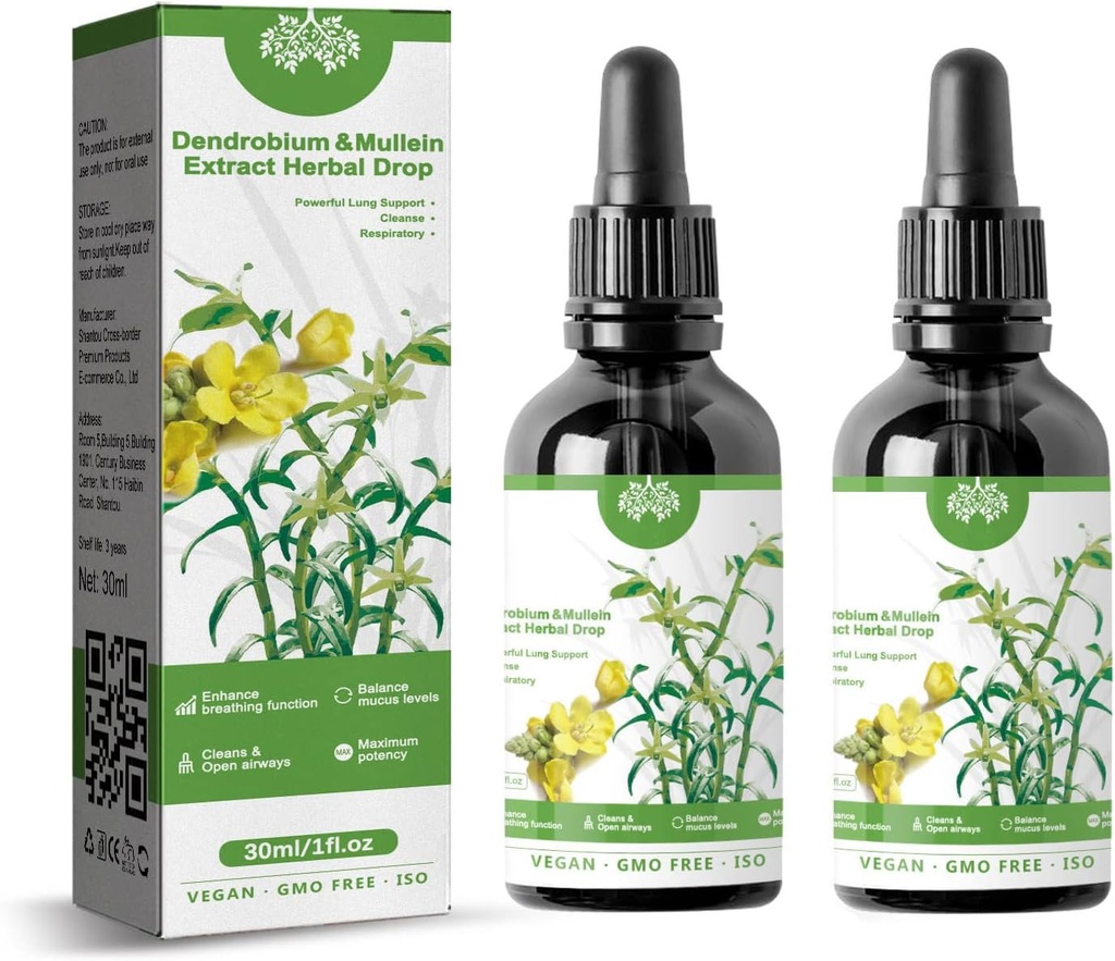 Dendrobium & Mullein Extract Herbal Drops Potężne wsparcie Lung, Dendrobium & Mullein Extract Herbal Drops, Herbal Care Essence (2szt)