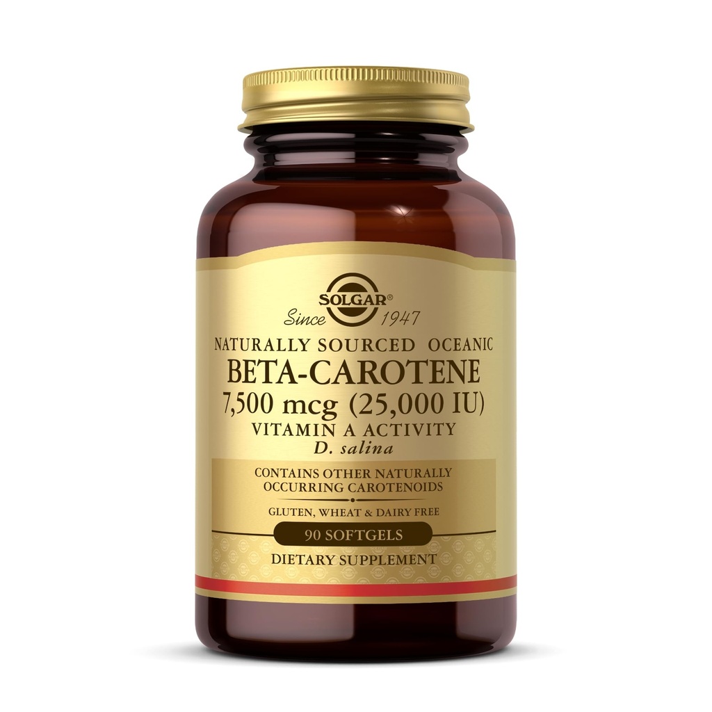 Solgar Oceanic Beta- Caroten 25,000 IU - 90 Softgels - Pothent Antioksydant - 100% Natural Pro- Witamina A - Gluten Free, Dairy Free - 90 Servings