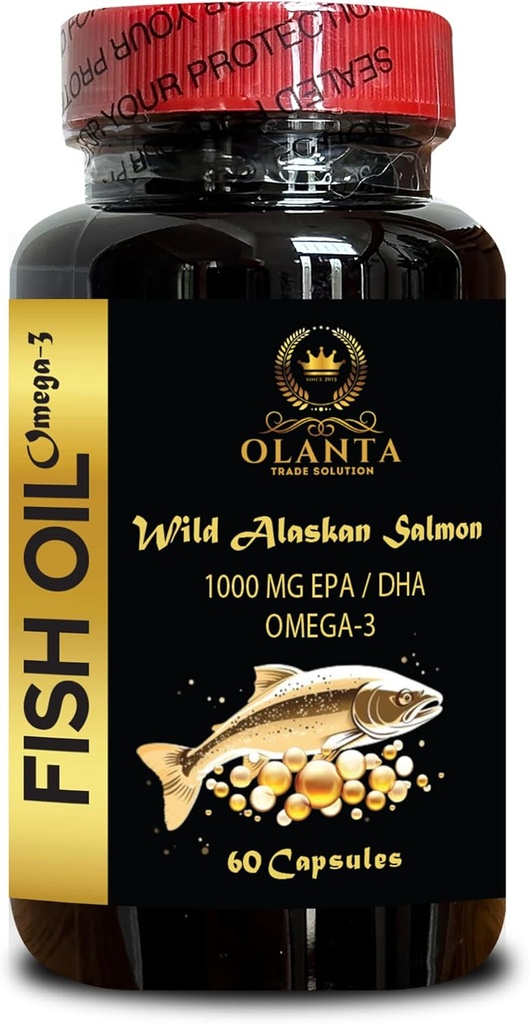 Wild Alaskan Salmon Oil - Omega 3 Suplementy kwasu tłuszczowego, Support Memory and Focus Supplements - 1 Butelka 60 Softgels