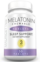 Mauricettes Natural Melatonin 3mg Chewable Tablets - Fast Acting 3 mg Sleeping Pills for Kids, Teens, and Adults, Unflavored, Non Addictive, Dissolvable Sleep Support Aid, 50 Chewables