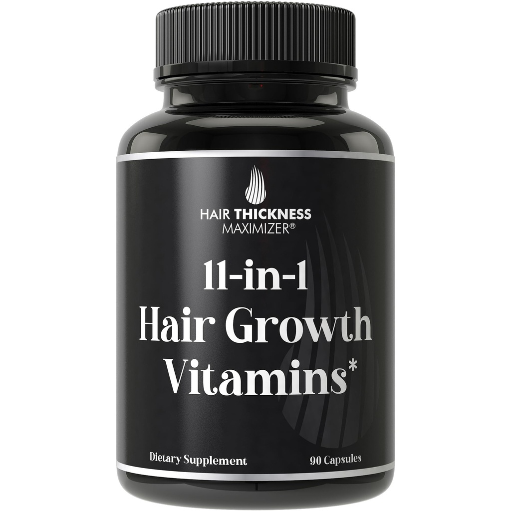 11- in-1 Wegańskie Witaminy wzrostu włosów dla cienki i Brittle Hair - Zaawansowany kompleks witaminy z 5000mcg Biotin, Nasiona dyni, Cynk. Pomaga grubsze, Healthier- Szukam Skalp dla kobiet i mężczyzn