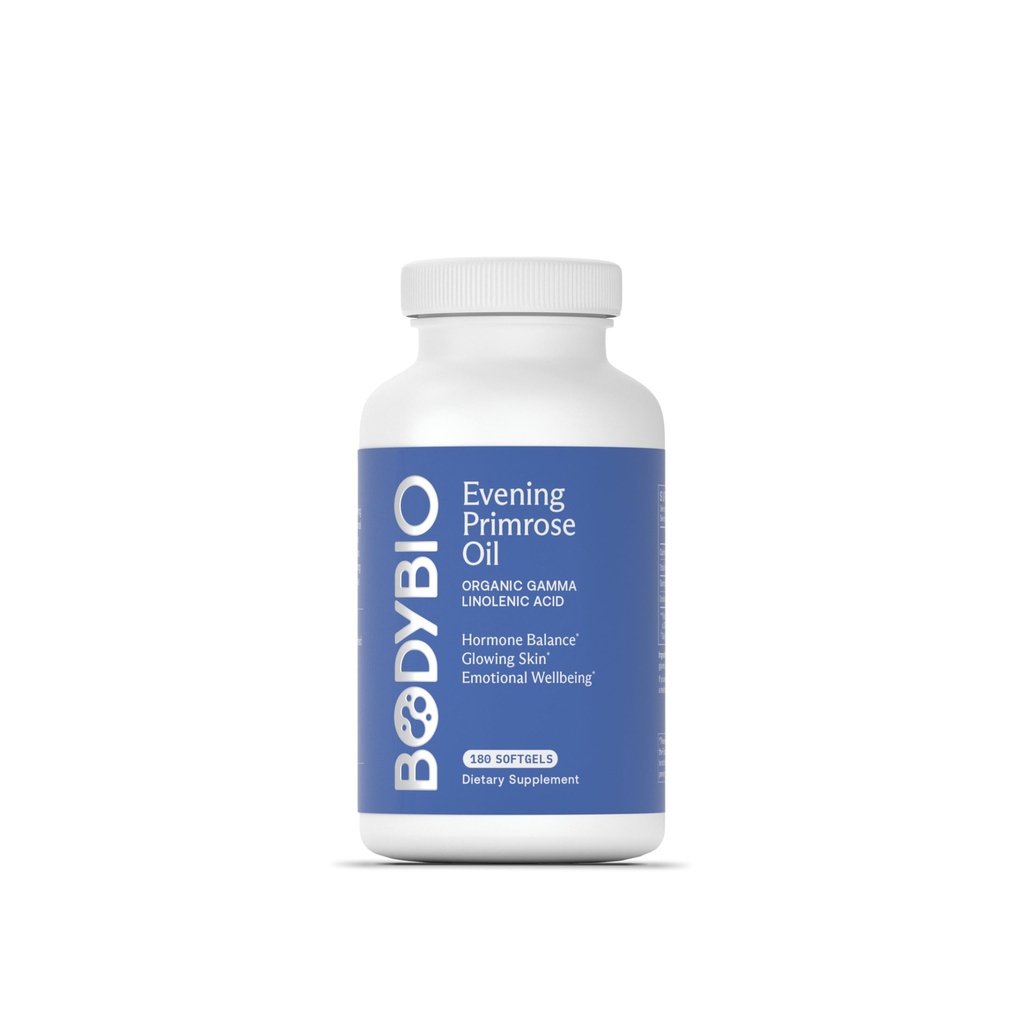 BodyBio Wieczór Primrose Oil - Naturalny Gamma kwas linolenowy dla zdrowej skóry i hormonu Równowaga - Nie-GMO, Cold Pressed, 180 softgels