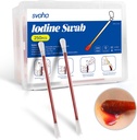 Svaha Powidon Jod Swabsticks - 250 Sticks Indywidualnie zapakowane, Jod Solution Wydany, gdy przepłukany, No Sushing Out, Idealny dla opieki nad ranami, Zestawy pierwszej pomocy, Podróże i na zewnątrz