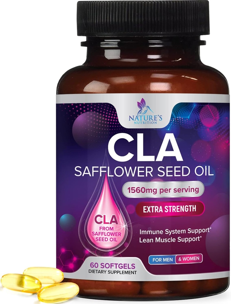 Suplement CLA, Kwas linolowy Conjufalid 1560mg - Dodatkowa moc Suplement CLA Pigułki - Kompozycja ciała wsparcia, Lean Muscle Tone, & Energia - Kapsułki szafranowe, Gluten Free, Non-GMO - 60 Softgels