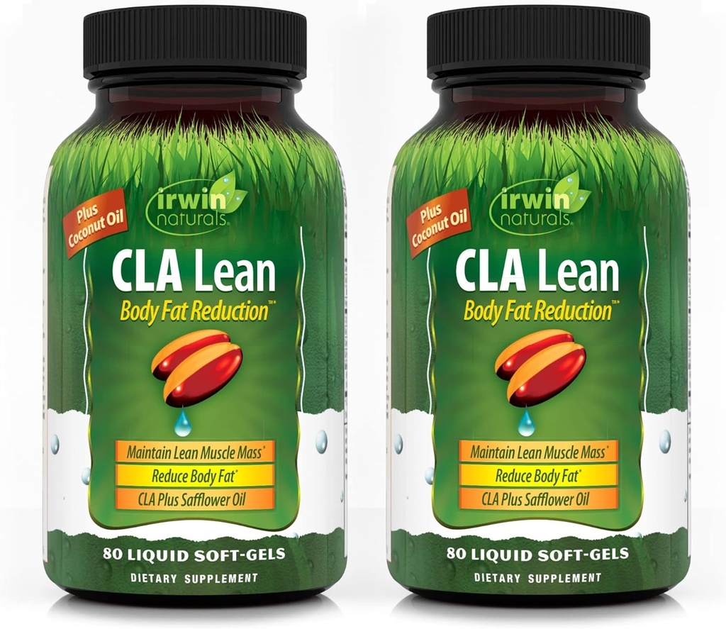 Irwin Naturals CLA Lean Body Fat Reduction - Pomaga zmniejszyć tkanki tłuszczowej ciała & Zwiększenie tkanki mięśniowej - 80 Płynne żele soft- żele (Opakowanie 2)