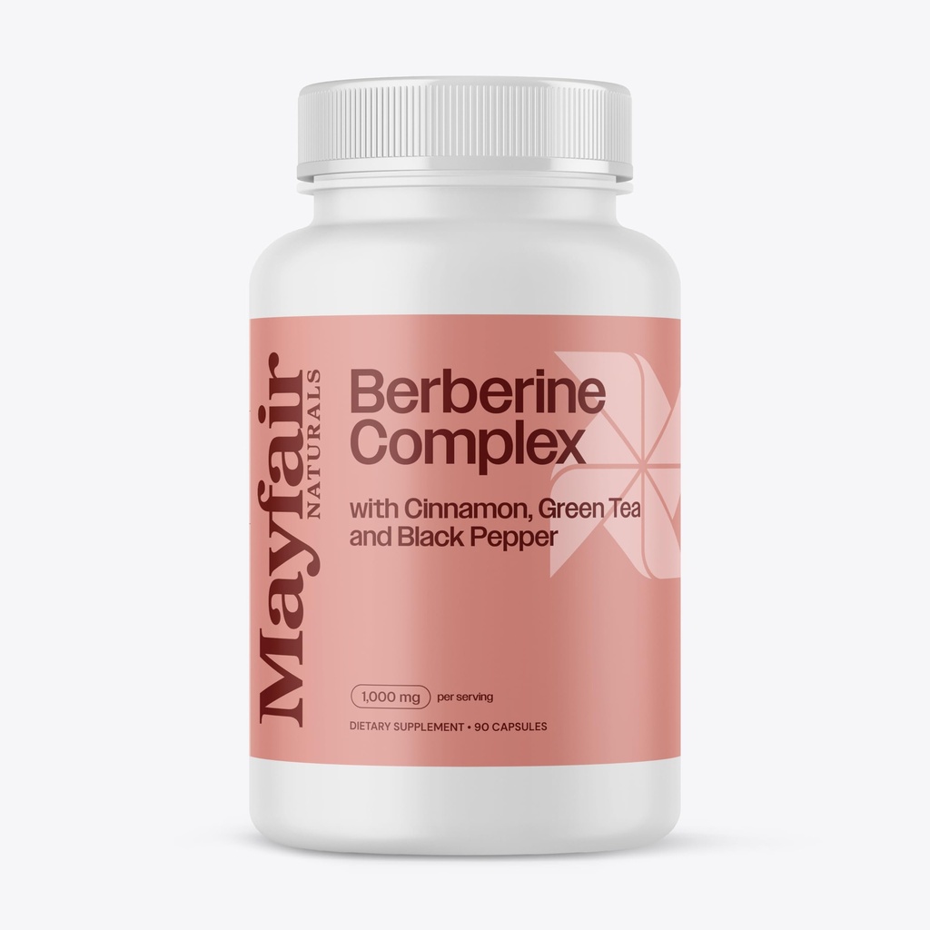 Berberine Complex Supplement, z cynamonem, zielona herbata i czarny pieprz 90 kapsułki