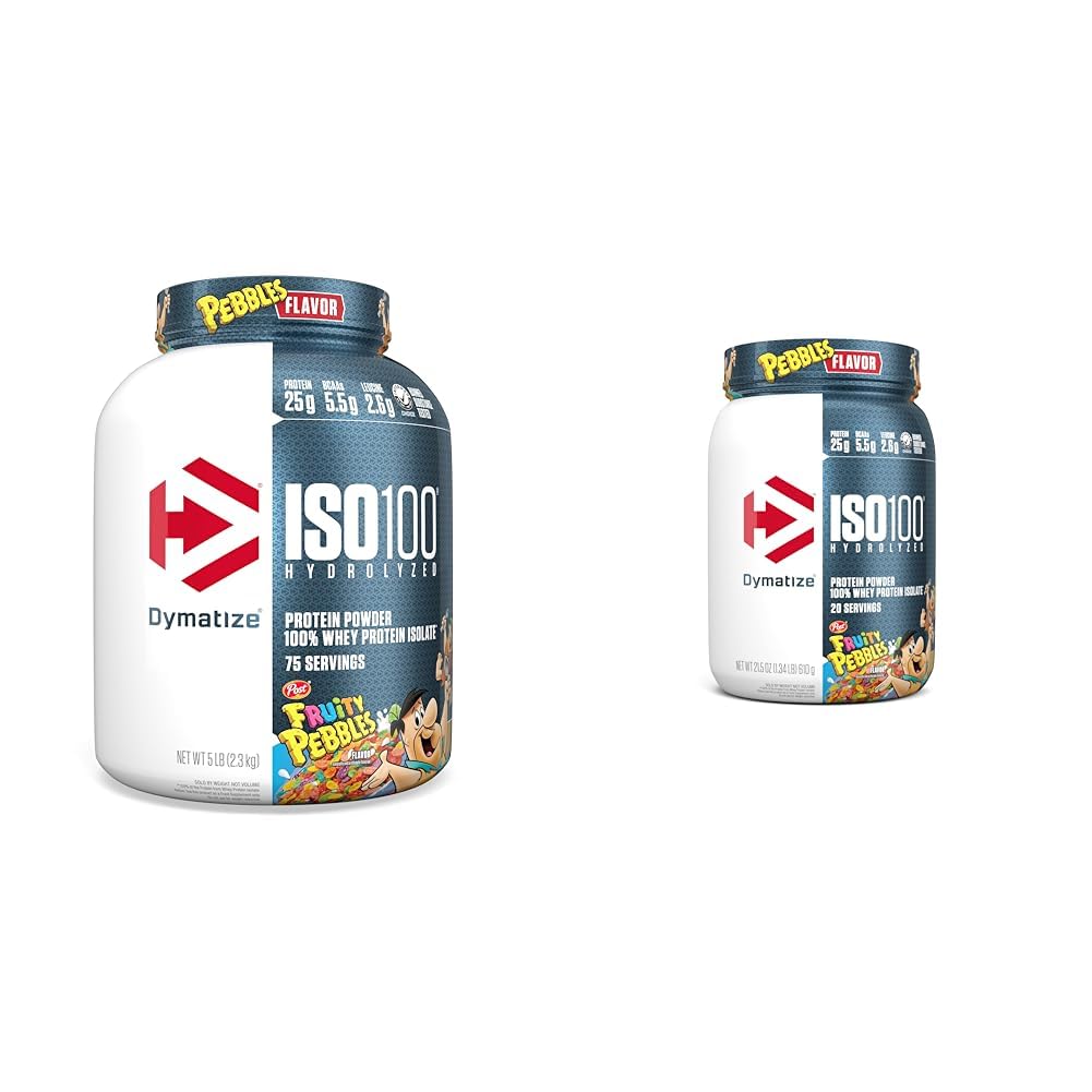 Dimatize ISO100 Zhydrolizowany owoc Pebbles Protein Powder Bundle, 25g Protein, 5,5g BCAA, 5 Funt + 20 Służenia