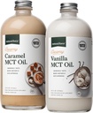 Natural Force Creamy Vanilla + Creamy Carmel MCT Oil Bundle - Gluten- Free, Non GMO, Emulsyfikacja aromatycznych MCTs z organicznych kokosów - Keto, Paleo i Vegan - 2x 16 Ounce szklanych butelek