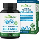 ForestLeaf Multi Collagen Pigułki z kwasem hialuronowym + witamina C 124; Zhydrolizowane Kolagen Suplementy dla kobiet lub mężczyzn 124; Multi Kolagen kapsułki Peptydy dla skóry, zmarszczki, 120 Czapki
