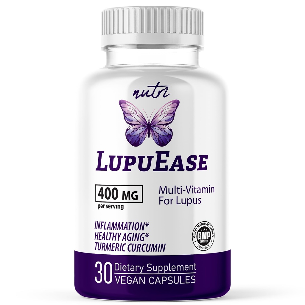 Fuzje przyroda LupuEaase Lupus Relief Produkty Multivitamin Suplementy - Witamina C, D3, E, B12, Kurkumina kurkumina ekstrakt (Std. 95% kurkuminoidy) - Omega 3 Kwasy tłuszczowe - 30 Day Supply - 400mg