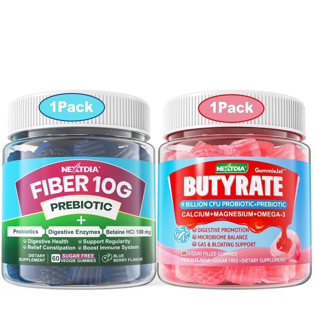 Gumie butyratowe z Probiotykiem + Prebiotykiem + Postbiotykiem + Gummies włókniste dla dorosłych