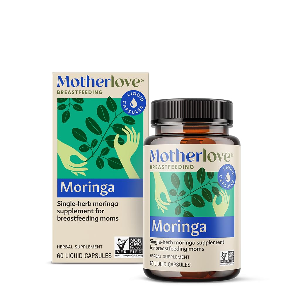 Macierzysta Moringa (60 Kapelusze płynne) Suplement do Laktacji do wsparcia dostaw mleka piersi - Non-GMO, Zioła organiczne, Wegan, Kosher
