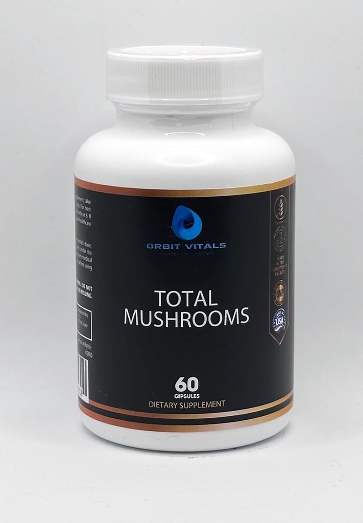 Total Mushrooms Capsule Supplement, 1330 mg - Mushroom Brain Supplement with Cordyceps, Reishi Mushrooms, Shiitake, Lions Mane - Poprawa ostrości, AIDS trawienie, Mental Clarity, Immunitet - 60 Hrabia