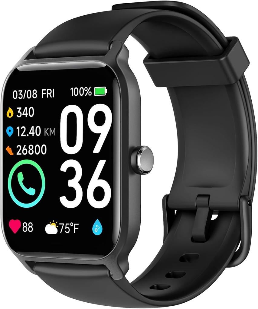 Smart Watch for Men (Odpowiedź / Make Call), Alexa Built- in, 1.8 "Fitness Tracker z serca Sleep Monitor spO2, 100 tryb sportowy, 5ATM Wodoszczelne, Trackery aktywności i Smartwatch dla telefonów iOS i Android