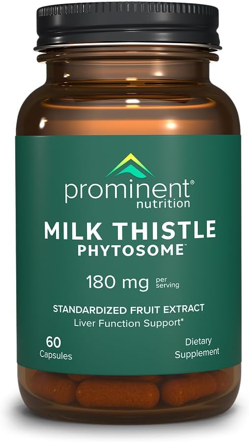Wybitny Wyciąg Żywienia Mleka Thistle Phytosome, Klinicznie przebadane Silifos Mleko Tistle dla funkcji wątroby, Detox, i Cleanse Support, Standaryzowane do 29% Sylibin, 180 mg, 60 Capsule -1 Pack