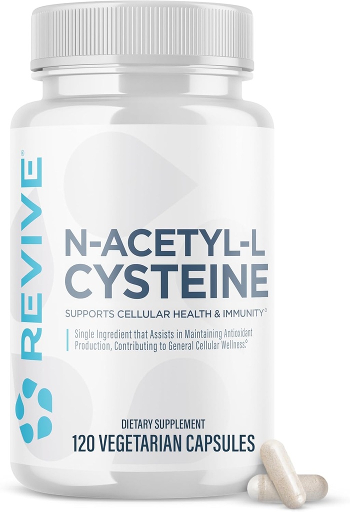 Revive MD NAC Supplement for Men & Women - N- Acetyl Cysteine Supports oddechowy, sercowo-naczyniowy & Zdrowie komórkowe - Przeciwutleniacz i wsparcie immunologiczne (120 Kapsułki, 60 Słupki)