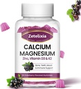 Gummie wapniowe z D3, suplement magnezu wapnia z glicynatem, potas, witamina D3 & K2, i całe naturalne pożywienie dla kości i wsparcia immunologicznego- 60 Gummy Gummy Elderberry Flavor