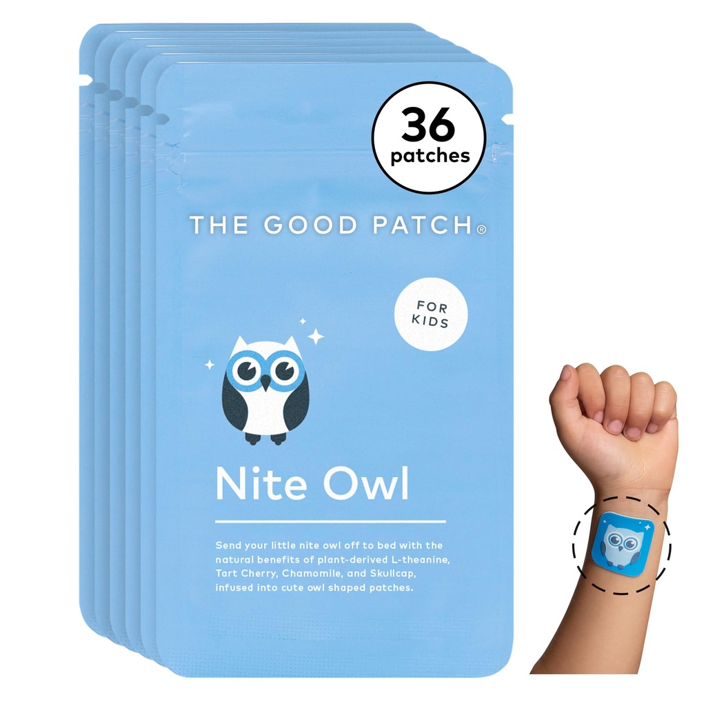 Dobra łata Nite Sowa Łata, Naturalne Sen Patch Wsparcie dla Kid Bedtime z Tart Cherry, Rumianek i Skullcap, Roślina napędzane, Trwałe Release (36 Razem Łaty)